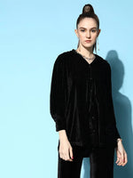 Women Black Velvet Shirt