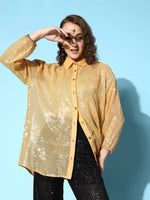 Women Gold Sequin Shirt