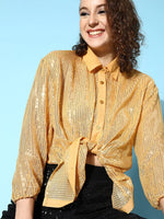 Women Gold Sequin Shirt