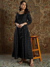 Women Black Jacquard Anarkali Maxi Dress