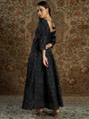 Women Black Jacquard Anarkali Maxi Dress