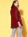 Women Maroon Sequin Shirt