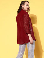 Women Maroon Sequin Shirt