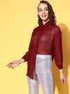 Women Maroon Sequin Shirt