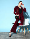 Women Burgundy Velvet Shirt