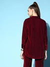 Women Burgundy Velvet Shirt