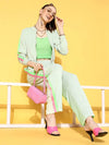 Women Sea Green Velour Track Pants