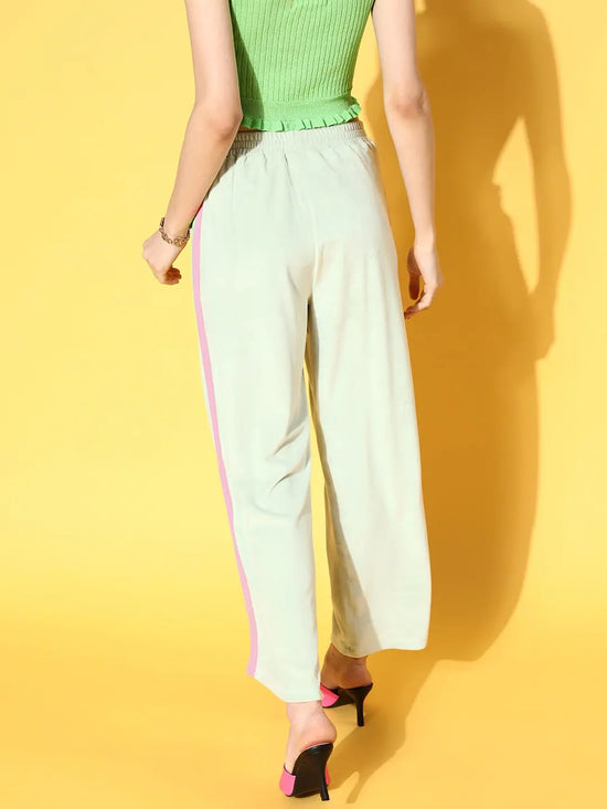 Women Sea Green Velour Track Pants