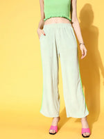 Women Sea Green Velour Track Pants