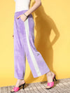 Women Lavender Velour Side Tape Track Pants