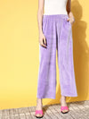 Women Lavender Velour Side Tape Track Pants