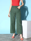 Women Green Corduroy Straight Pants