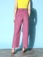 Women Lavender Corduroy Straight Pants