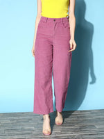 Women Lavender Corduroy Straight Pants