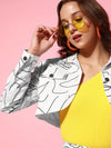 Women Printed White Full Sleeve Jacket