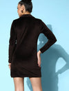 Women Brown Velour Star Patch Mini Dress