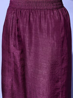 Women Burgundy Mirror Embroidered Top With Palazzo Pants