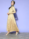 Women Gold Chanderi Foil Anarkali Maxi Dress