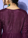 Women Burgundy Mirror Embroidered Anarkali Dress