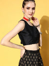 Women Black Sleeveless Crop Top