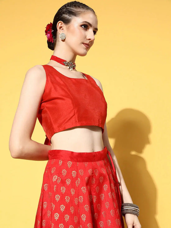 Women Red Sleeveless Crop Top