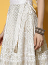 Women White Foil Print Anarkali Skirt