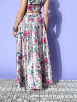 Women Grey Floral Anarkali Skirt