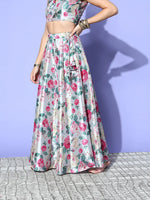 Women Grey Floral Anarkali Skirt