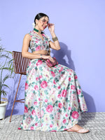 Women Grey Floral Anarkali Skirt