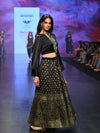 Women Black Paisely Foil Print Anarkali Skirt