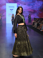 Women Black Paisely Foil Print Anarkali Skirt