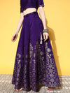 Women Purple Foil Print Anarkali Skirt