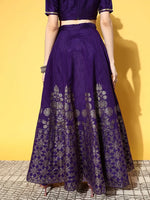 Women Purple Foil Print Anarkali Skirt