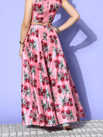 Women Pink Floral Anarkali Skirt-SHSKR30198XS