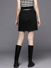 Women Black Denim Side Slit Mini Skirt