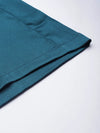 Women Teal Satin Pleated Wide Leg Pants