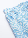 Women Blue Abstract Print Twill Straight Pants