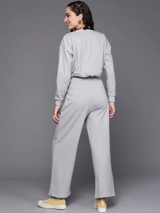 Women Grey Melange LOVE Sweatshirt With Track Pants