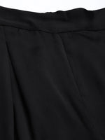 Women Black Satin Pleated Wide Leg Pants