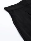 Women Black Satin Pleated Wide Leg Pants