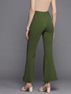 Women Olive Shimmer Twisted Bellbottom Pants