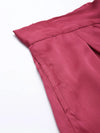 Women Pink Satin Pleated Wide Leg Pants