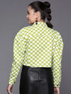 Women Printed Green Full Sleeve Jacket