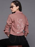 Women Printed Peach Full Sleeve Jacket