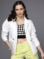 Women Solid White Full Sleeve Jacket