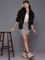 Women Solid Black Full Sleeve Jacket