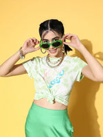 Women Green Good Vibes Tie Dye T-Shirt