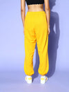 Women Yellow Pull Hem Patch Pocket Joggers