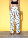 Women White Floral Print Pants