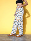 Women White Floral Print Pants